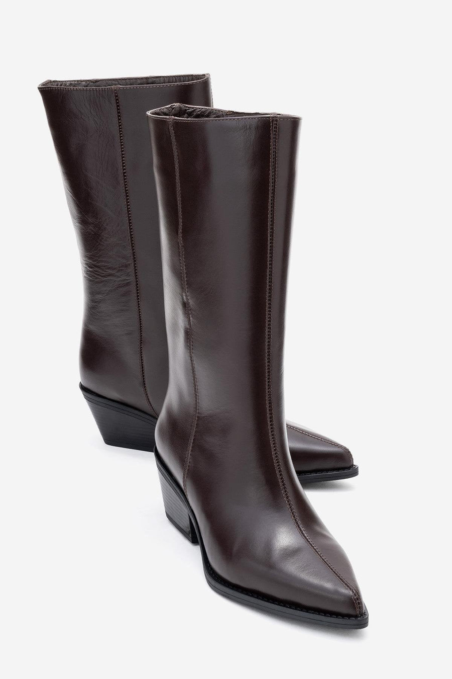 Juana - Brown Genuine Leather Pointed Toe Boot