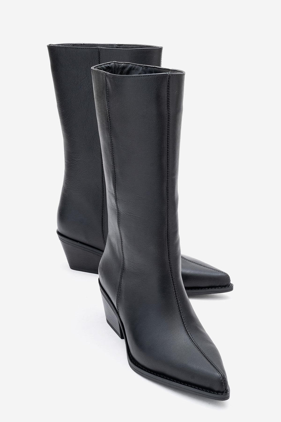 Juana - Black Genuine Leather Pointed Toe Boot