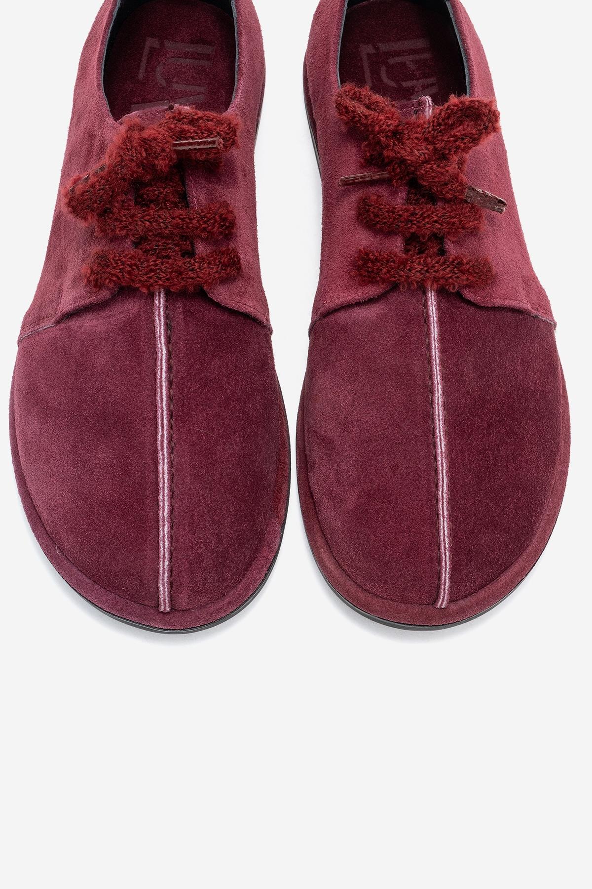 Denora - Burgundy Suede Genuine Leather Casual Shoe – side view showing leather, suede, Vowalisse
