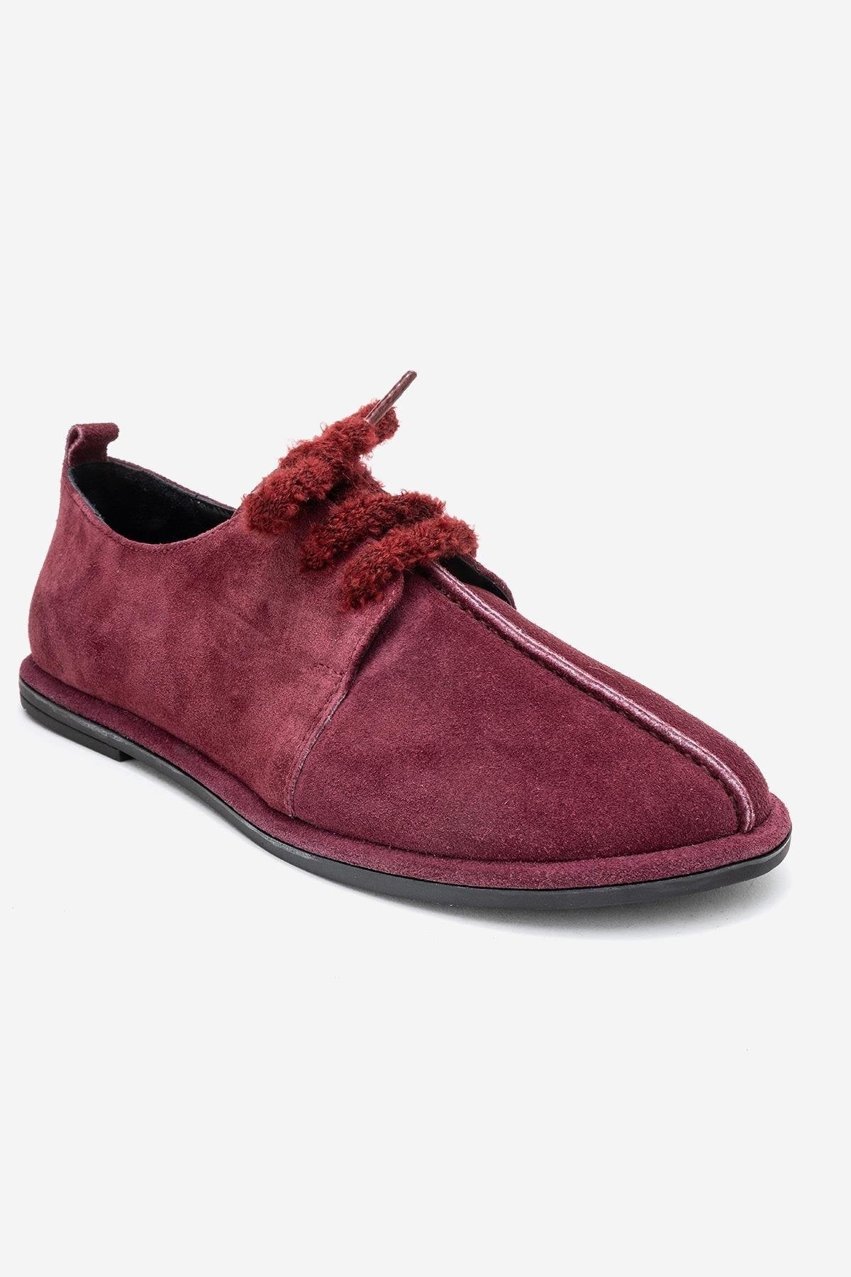 Denora - Burgundy Suede Genuine Leather Casual Shoe – detail view showing leather, suede, Vowalisse