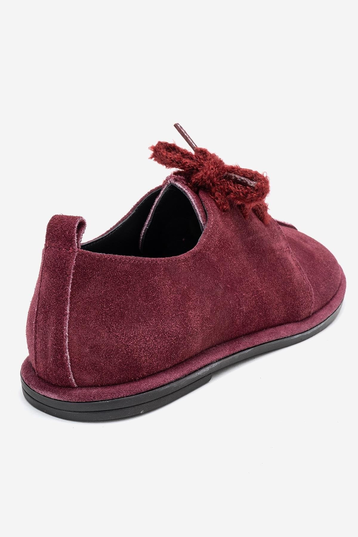 Denora - Burgundy Suede Genuine Leather Casual Shoe – back view showing leather, suede, Vowalisse