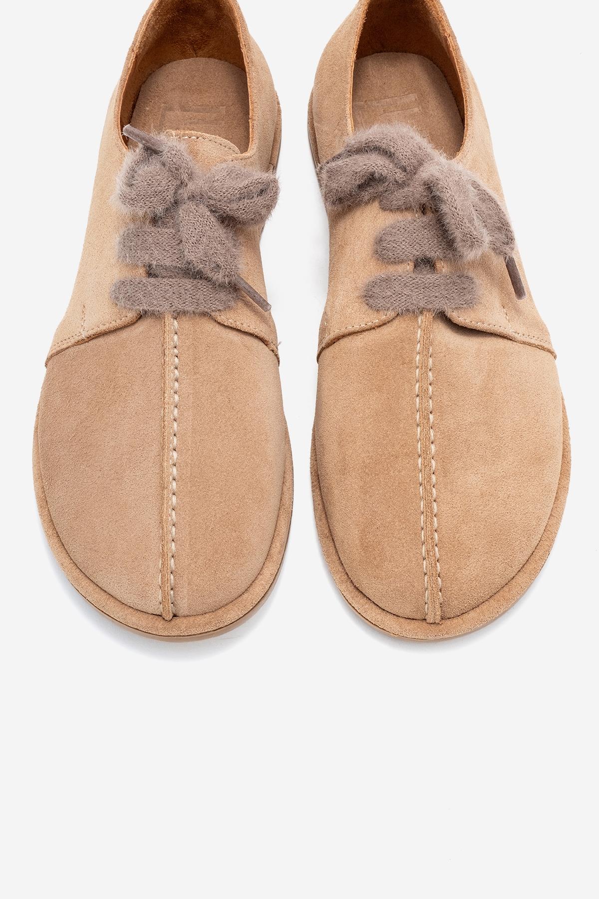 Denora - Beige Genuine Leather Casual Shoe – side view showing leather, Vowalisse