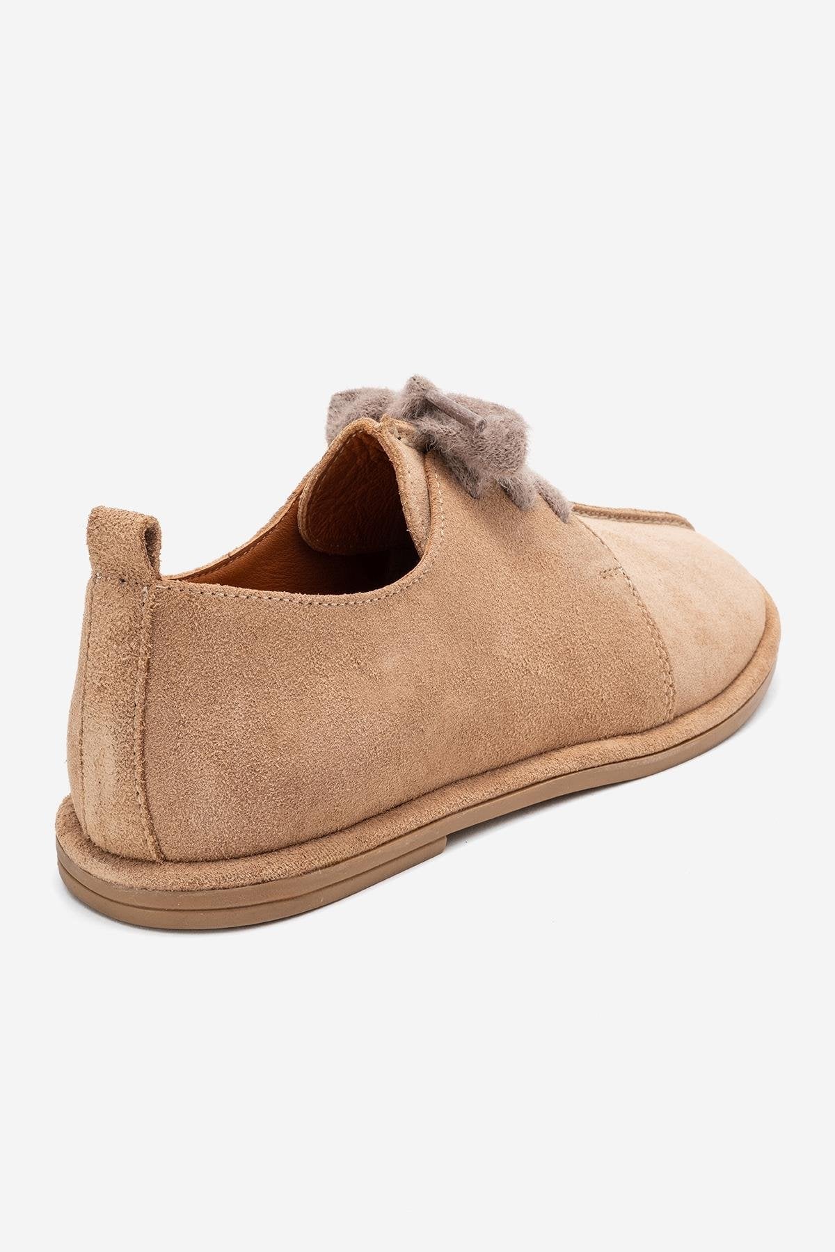 Denora - Beige Genuine Leather Casual Shoe – back view showing leather, Vowalisse