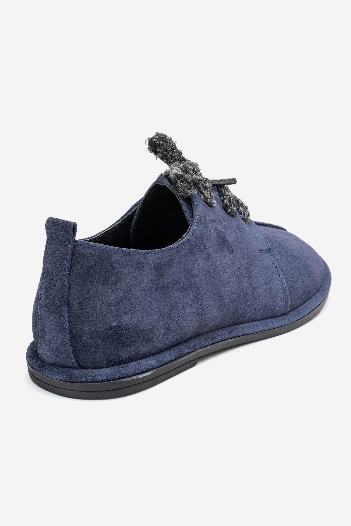 Denora - Navy Genuine Leather Casual Shoe – back view showing leather, Vowalisse