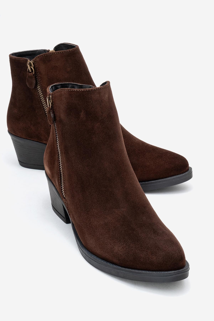 Jayer - Brown Suede Genuine Leather Zip Ankle Boot