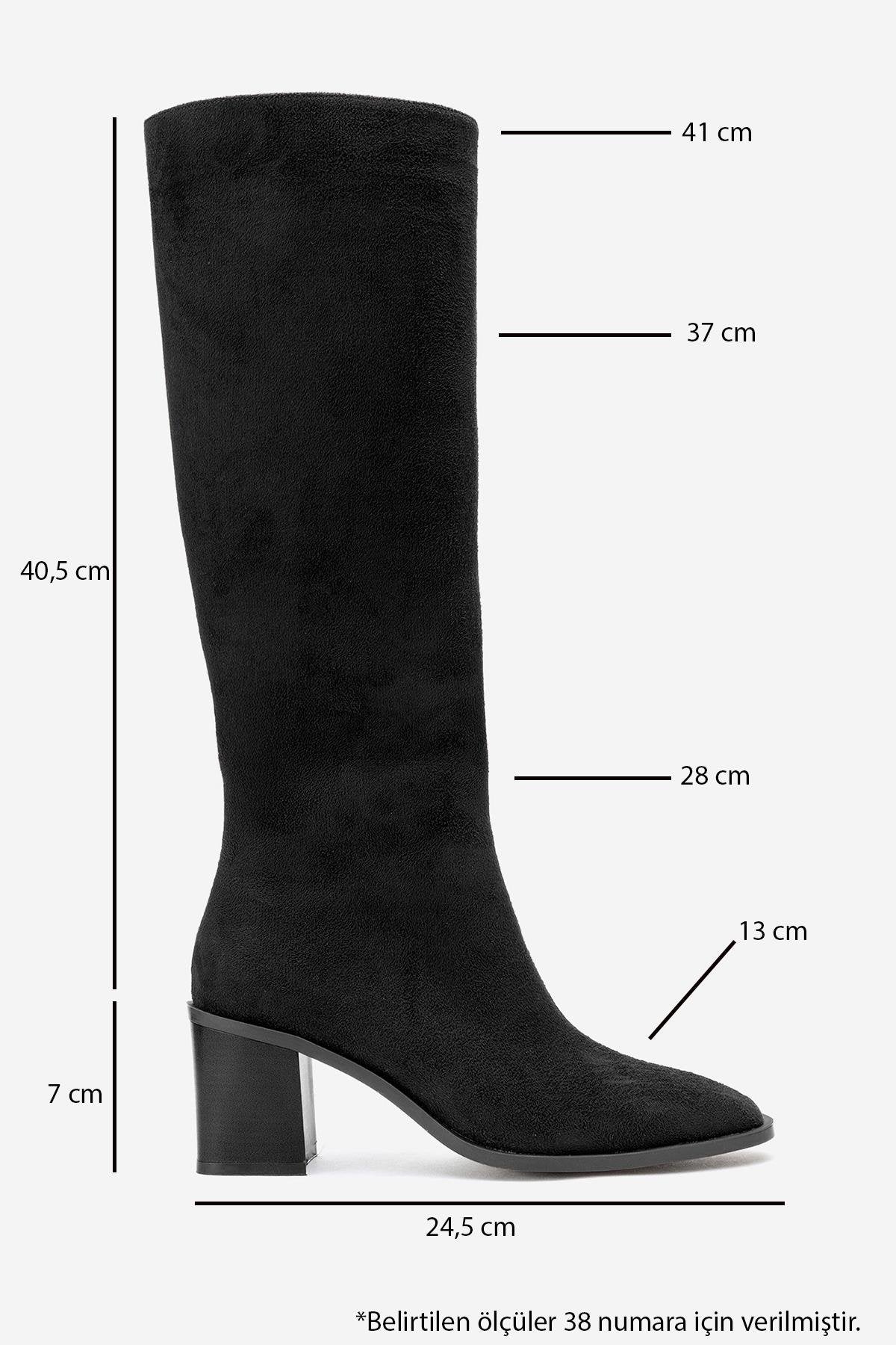 Venia - Black Block Heel Boot – top view showing suede, black, Vowalisse