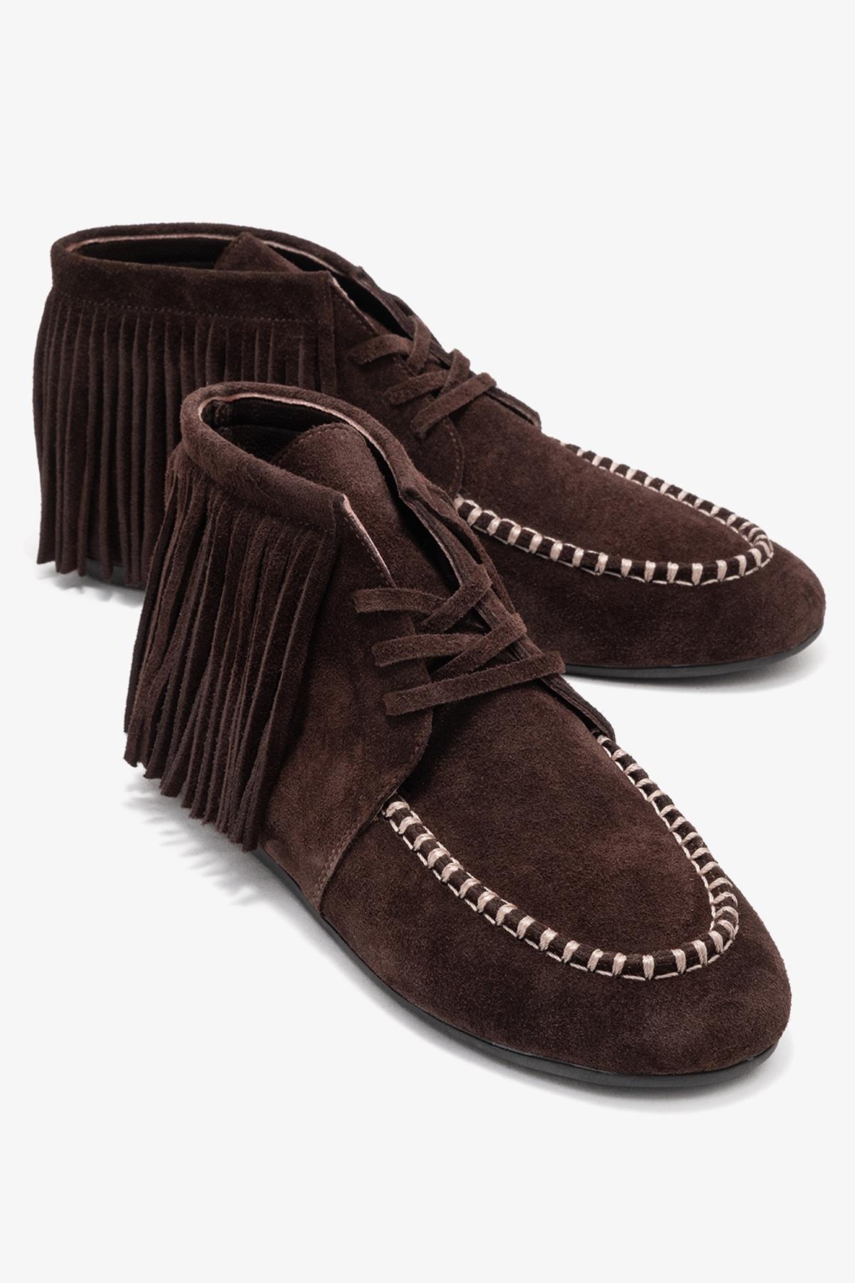 Raux - Brown Genuine Leather Ankle Boot – front three-quarter view showing leather, Vowalisse