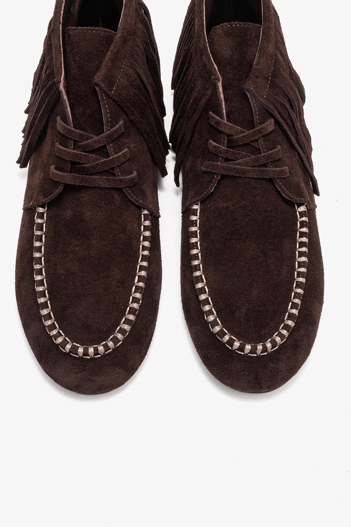 Raux - Brown Genuine Leather Ankle Boot – side view showing leather, Vowalisse