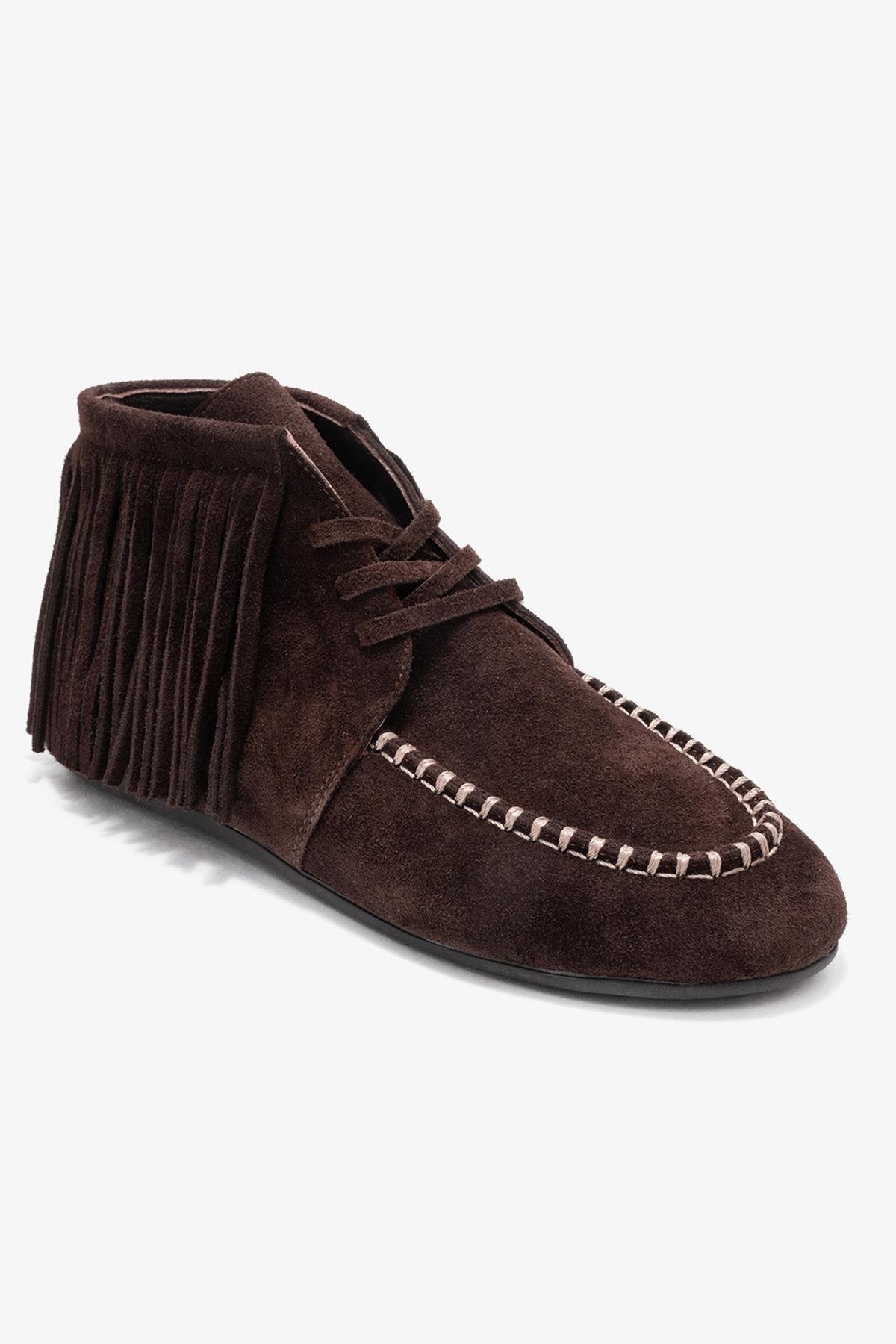 Raux - Brown Genuine Leather Ankle Boot – detail view showing leather, Vowalisse