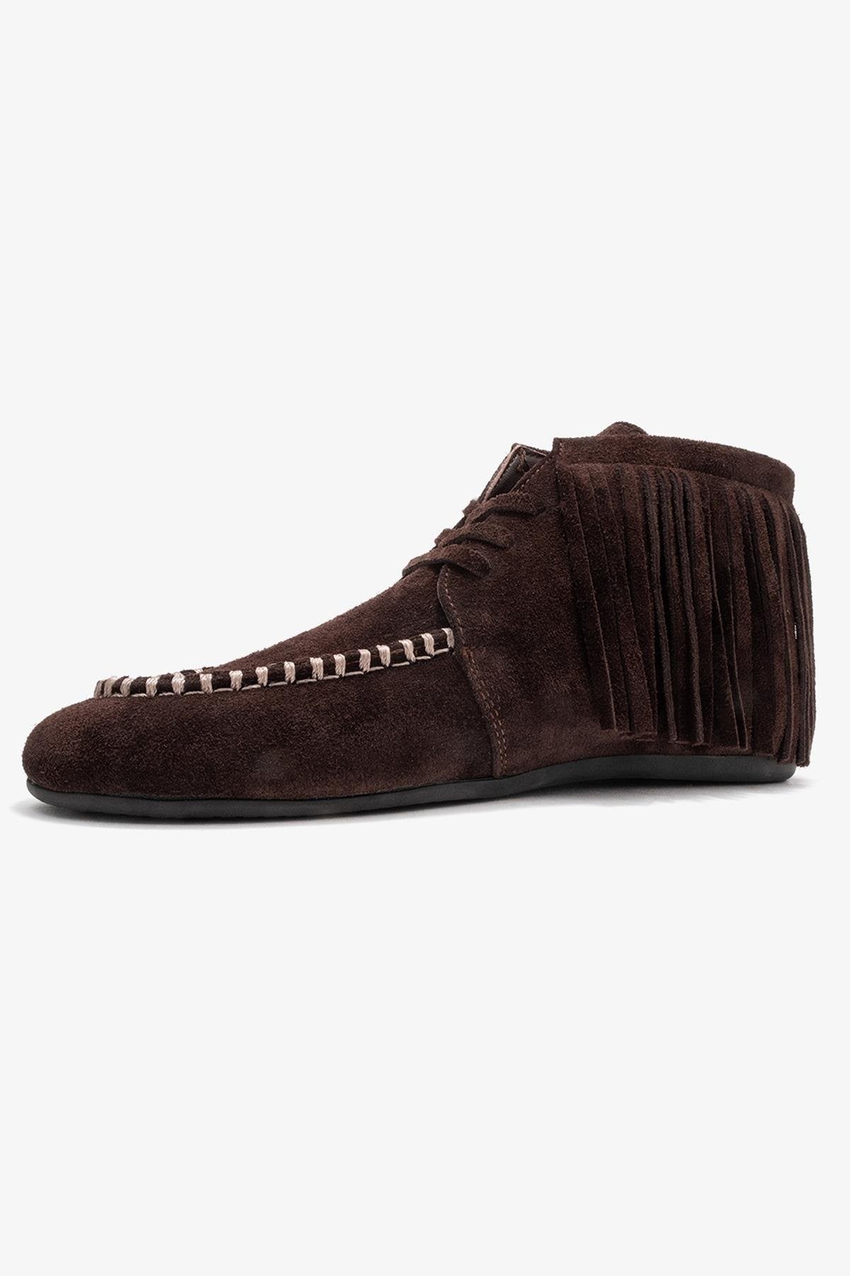 Raux - Brown Genuine Leather Ankle Boot – heel view showing leather, Vowalisse