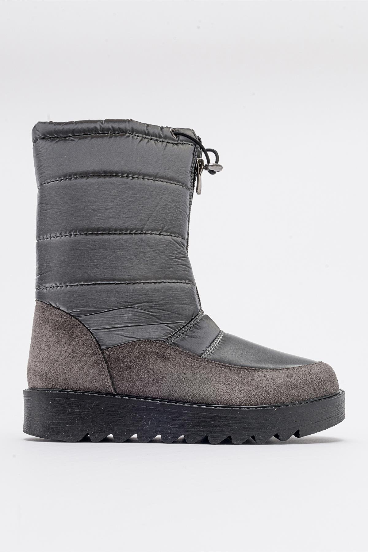 Vay - Platinum Zip-Up Snow Boot – top view showing leather, Vowalisse