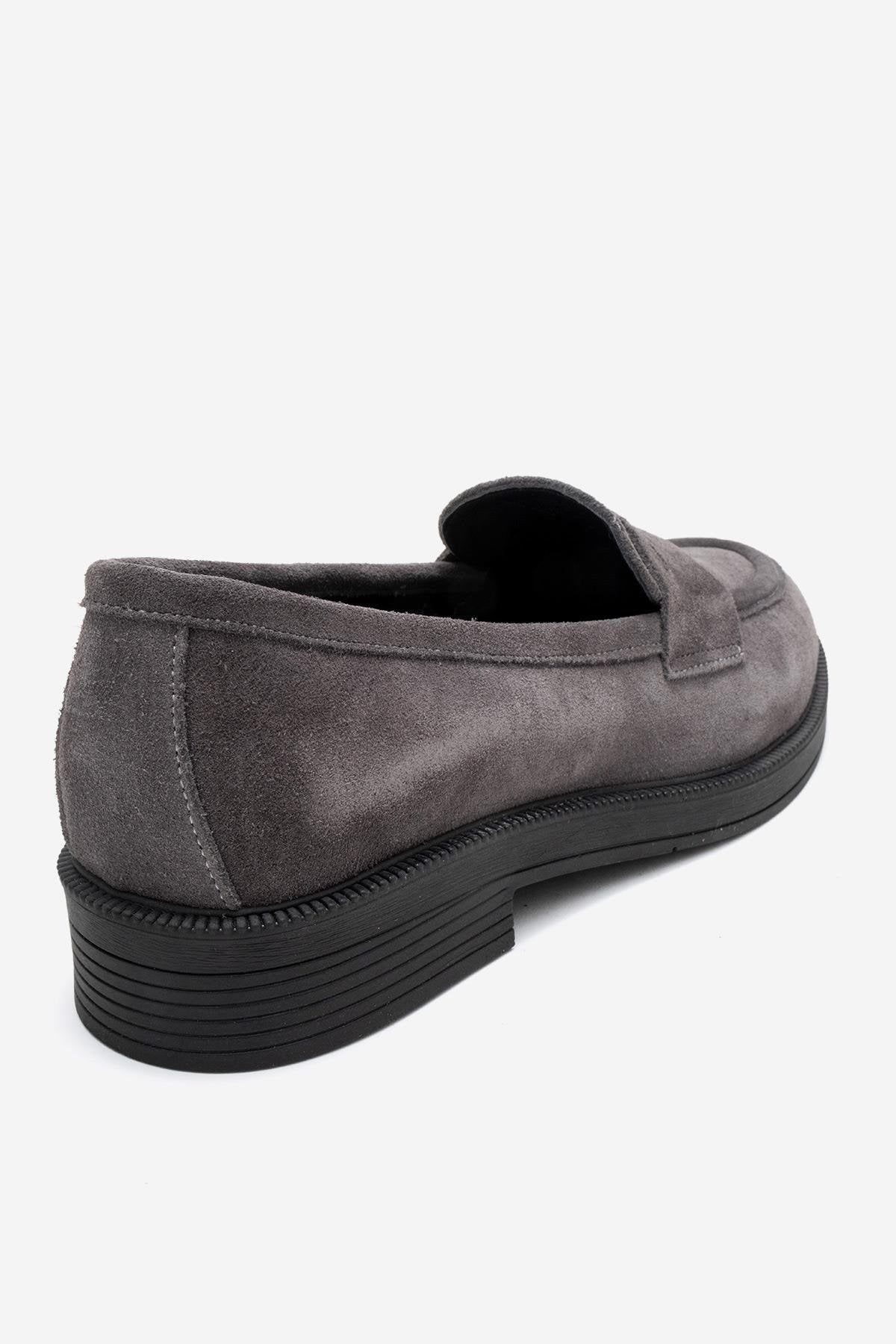 Bree - Smoke Suede Genuine Leather Loafer – back view showing leather, suede, Vowalisse