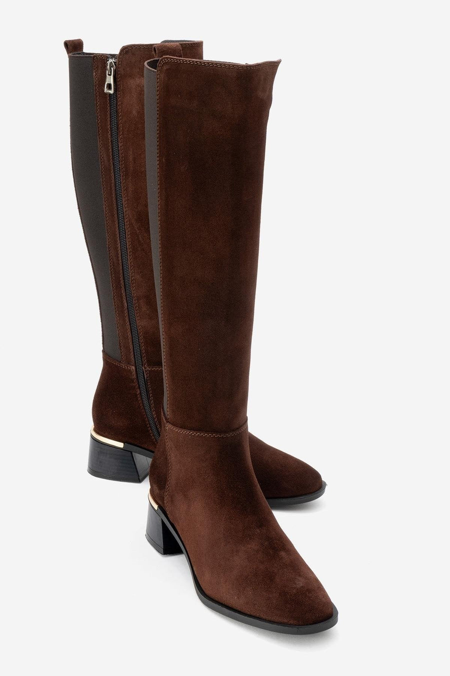 Rochos - Brown Suede Genuine Leather Knee-High Boot
