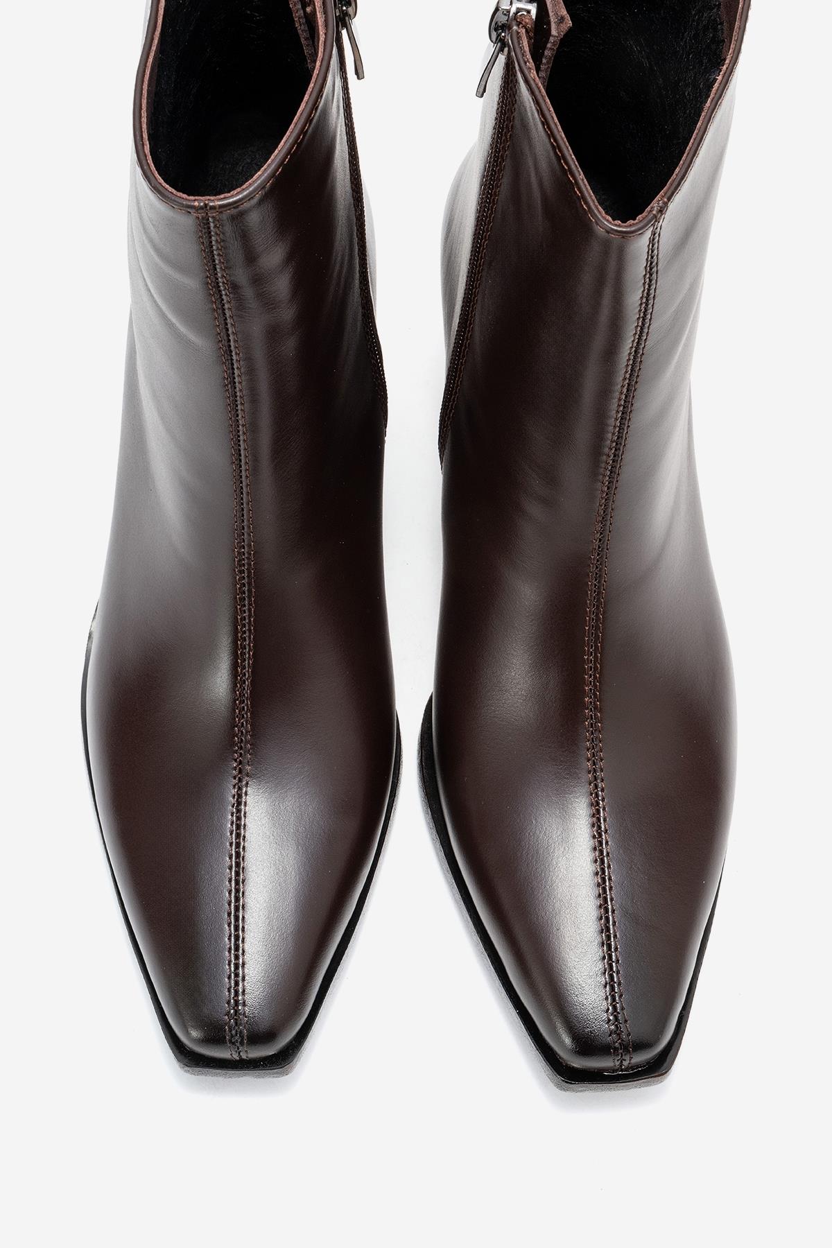 Lexia - Brown Genuine Leather Western Boot – side view showing leather, Vowalisse