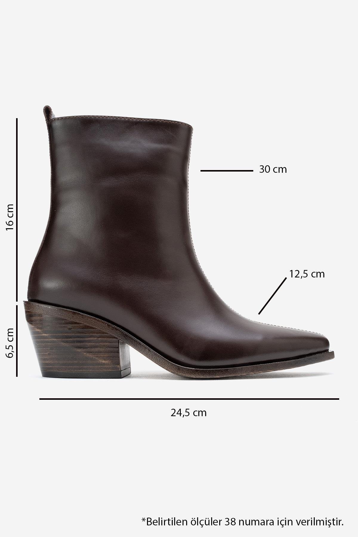 Lexia - Brown Genuine Leather Western Boot – top view showing leather, Vowalisse