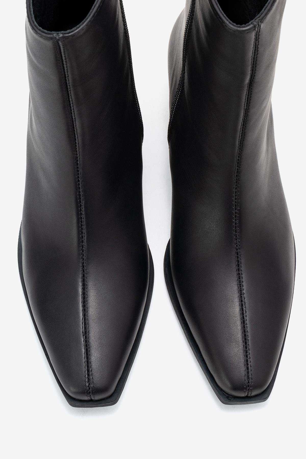 Lexia - Black Genuine Leather Western Boot – side view showing leather, black, Vowalisse