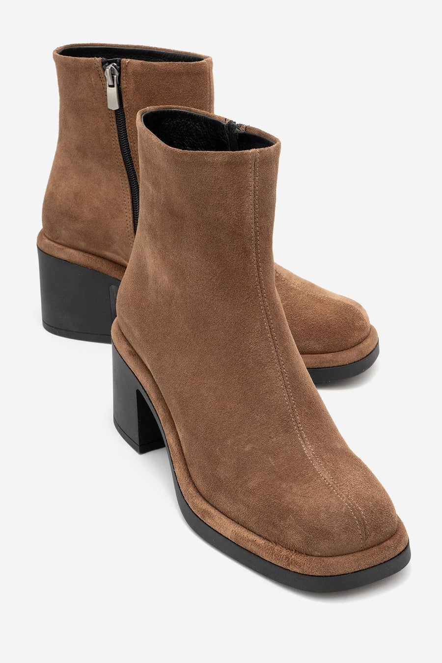 Junae - Cognac Genuine Leather Block Heel Boot