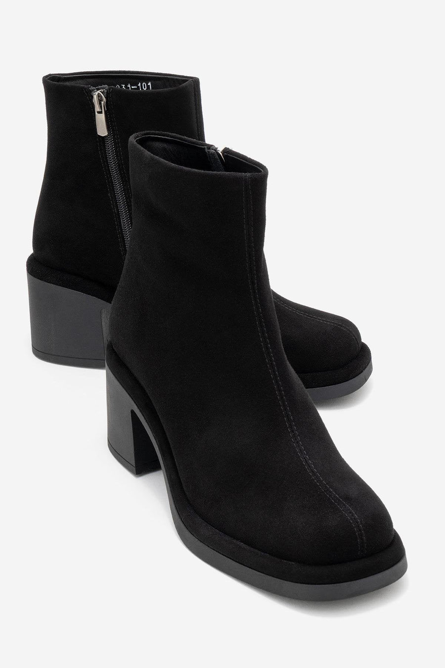 Junae - Black Genuine Leather Block Heel Boot