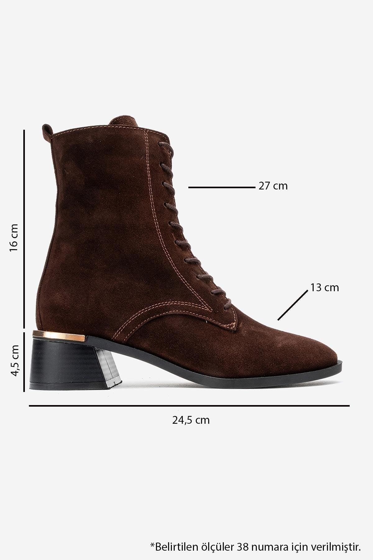 Avia - Brown Suede Genuine Leather Block Heel Ankle Boot – top view showing leather, suede, Vowalisse
