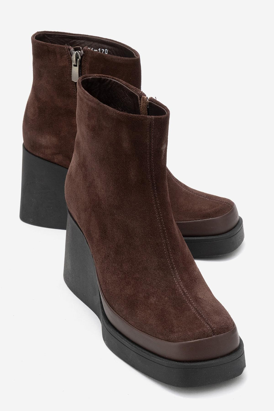 Livia - Brown Genuine Leather Wedge Platform Ankle Boot