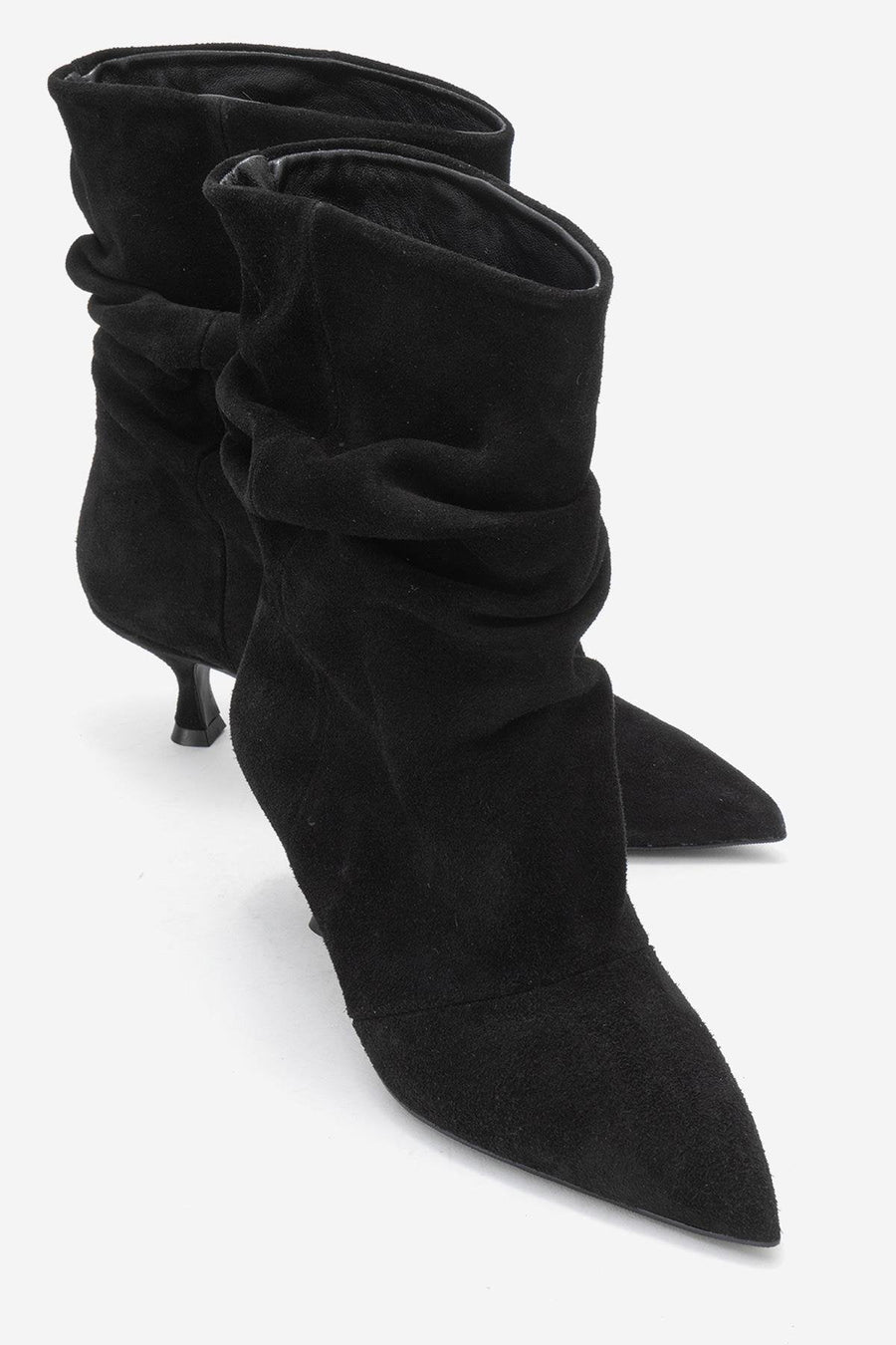 Balei - Black Suede Genuine Leather Short Heel Boot