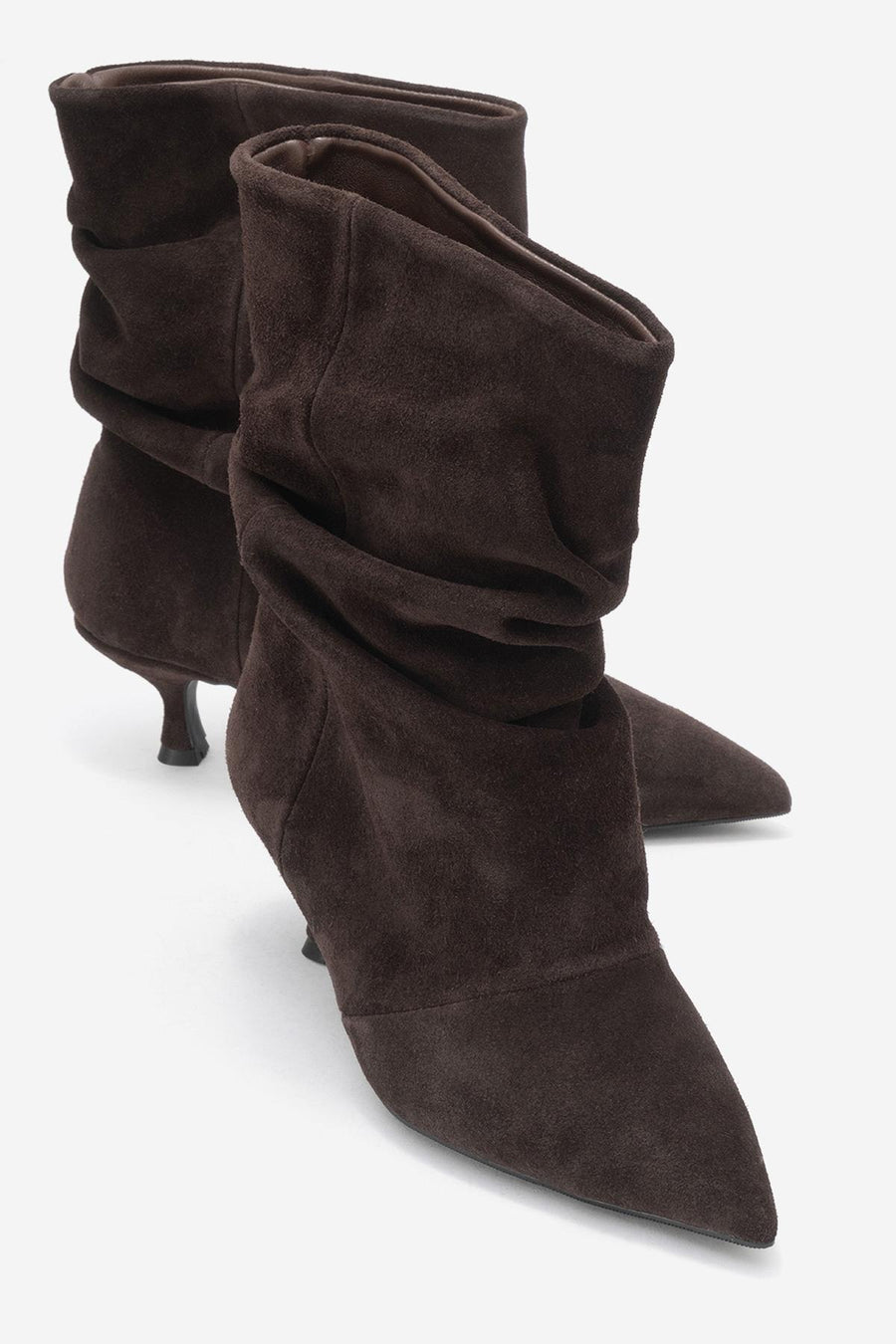 Balei - Brown Suede Genuine Leather Short Heel Boot