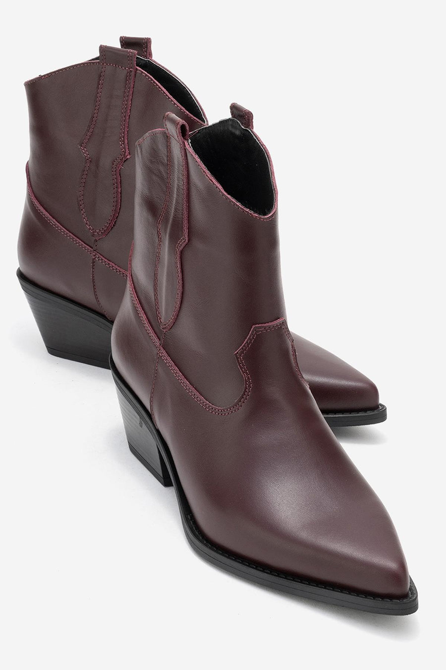 Elia - Burgundy Genuine Leather Western Boot