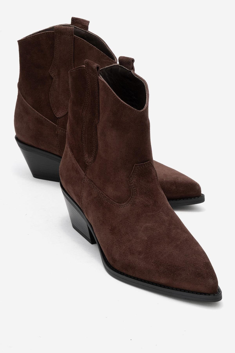 Elia - Brown Suede Genuine Leather Western Boot