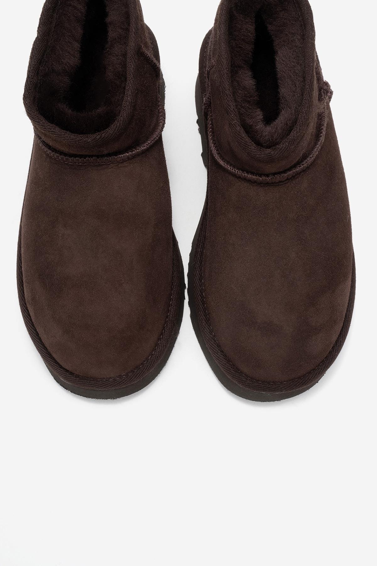 Ary - Brown Suede Fur-Lined Genuine Leather Platform Ankle Boot – side view showing leather, suede, Vowalisse