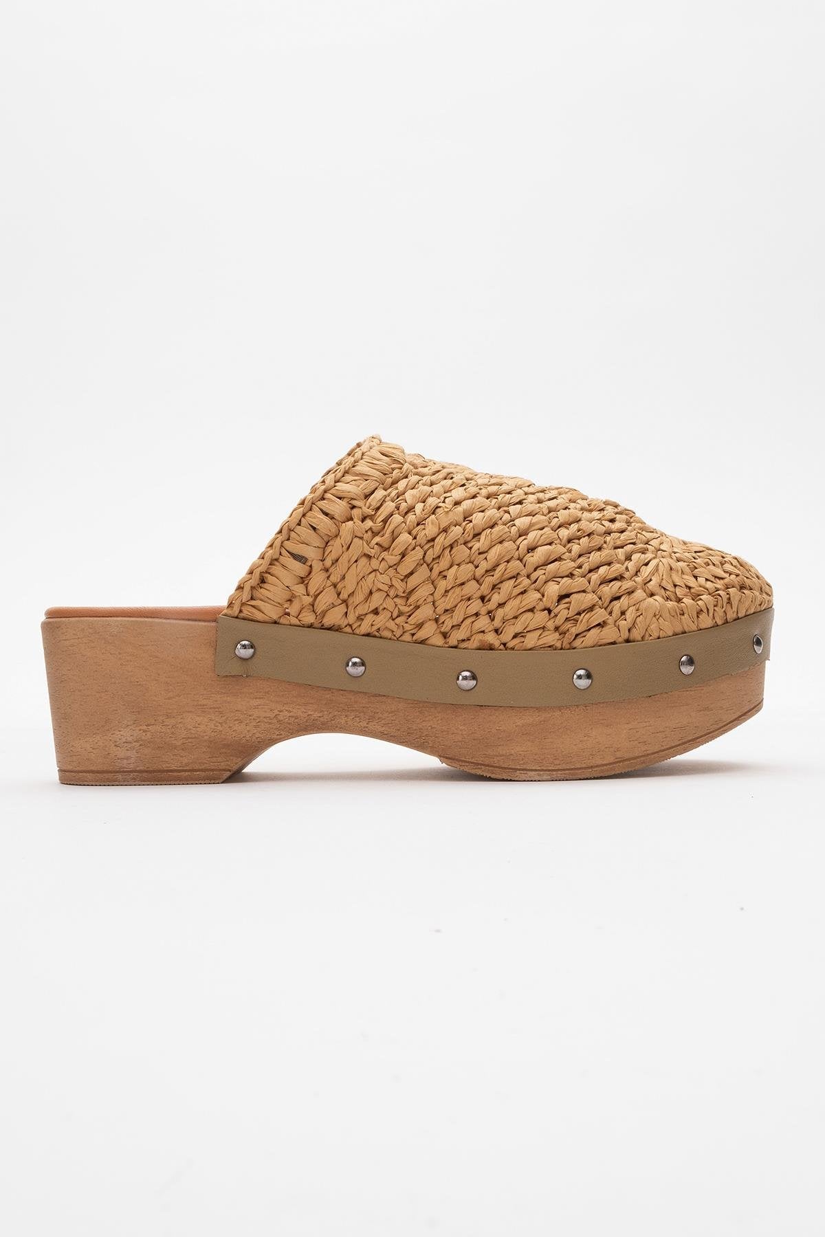 Cooper - Cognac Brown Braided Wedge Sandal – back view showing leather, Vowalisse