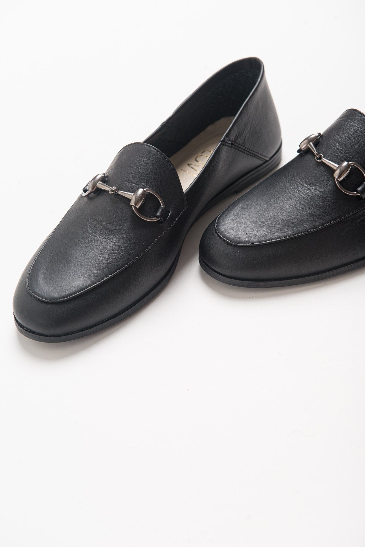 Penny - Black Leather Horsebit Loafers – side view showing leather, suede, black, Vowalisse