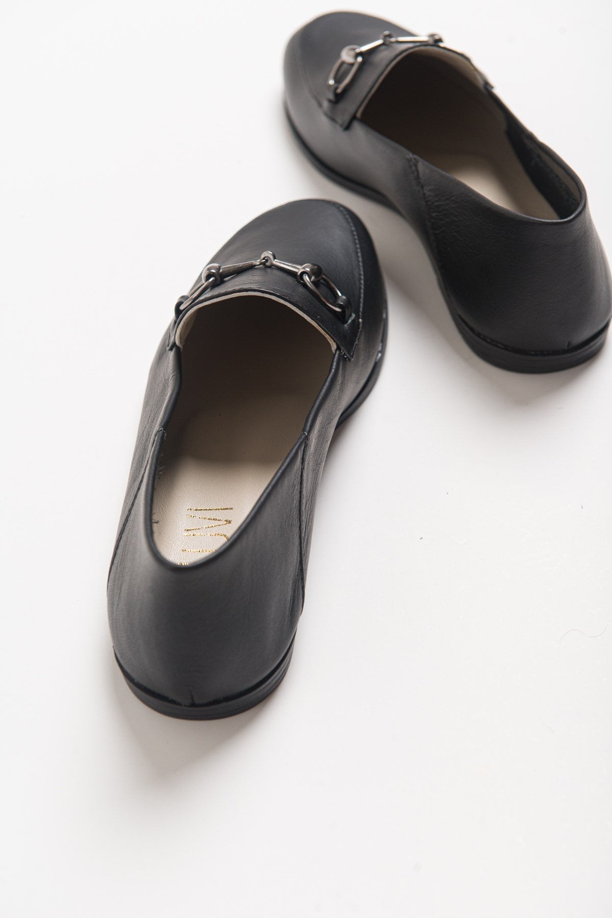 Penny - Black Leather Horsebit Loafers – detail view showing leather, suede, black, Vowalisse