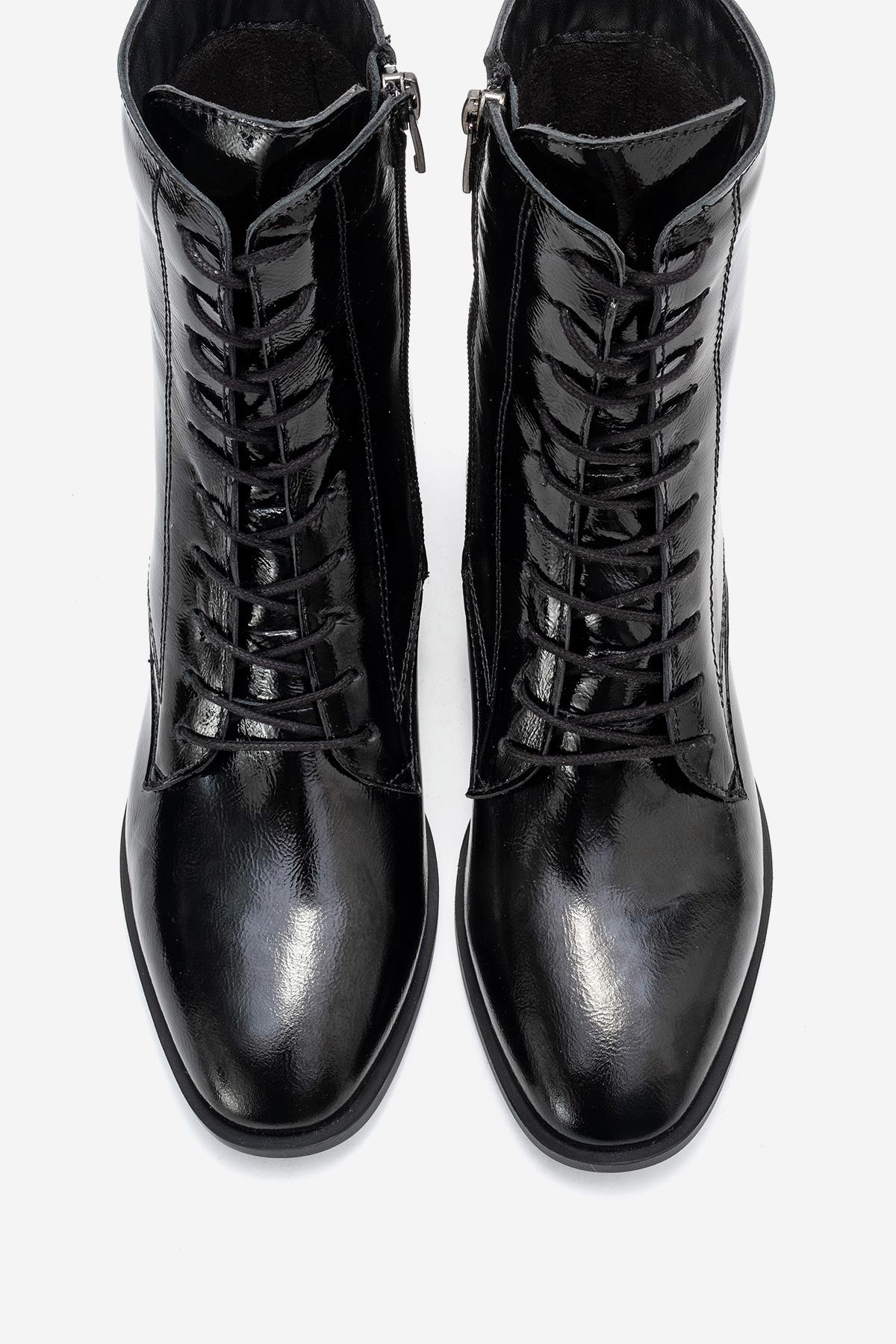 AVIA - Black Genuine Leather Block Heel Boot – side view showing leather, black, Vowalisse