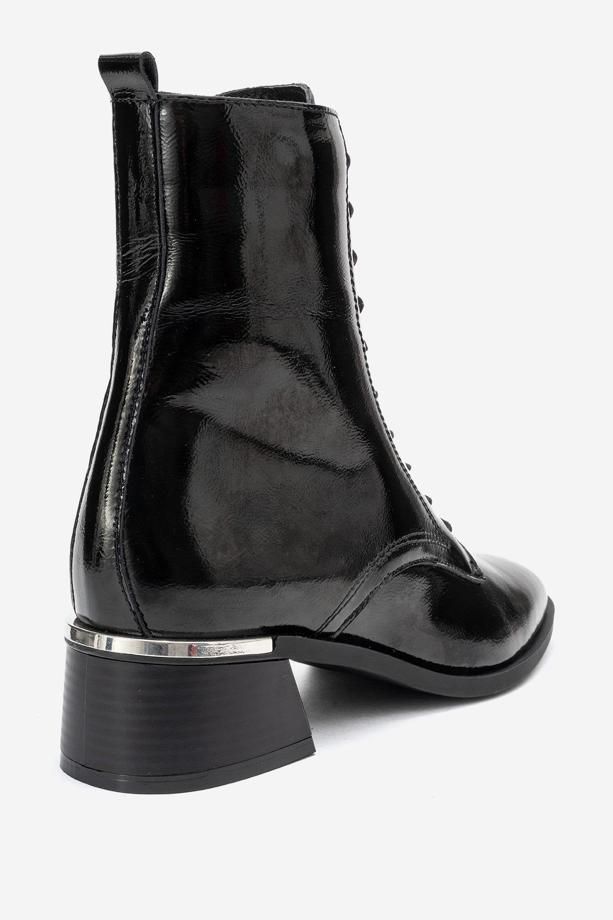 AVIA - Black Genuine Leather Block Heel Boot – back view showing leather, black, Vowalisse