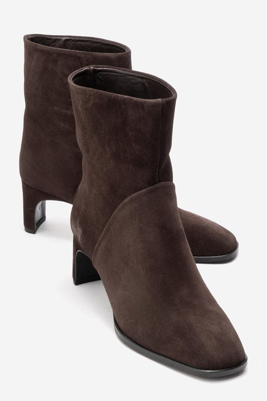 NORDY - Brown Genuine Leather Block Heel Boot