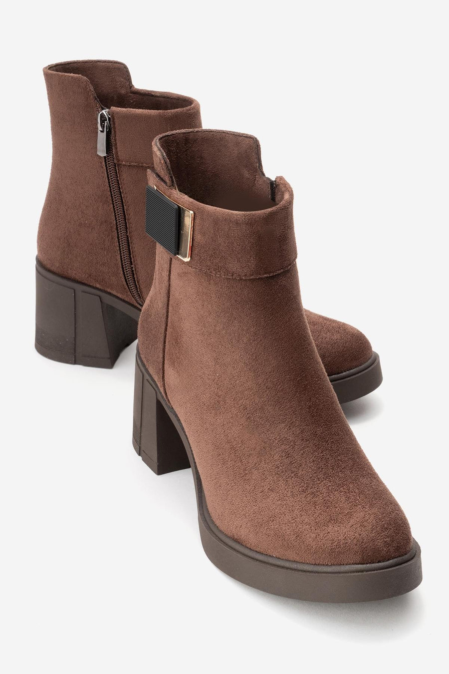 RASHE - Brown Suede Block Heel Boot