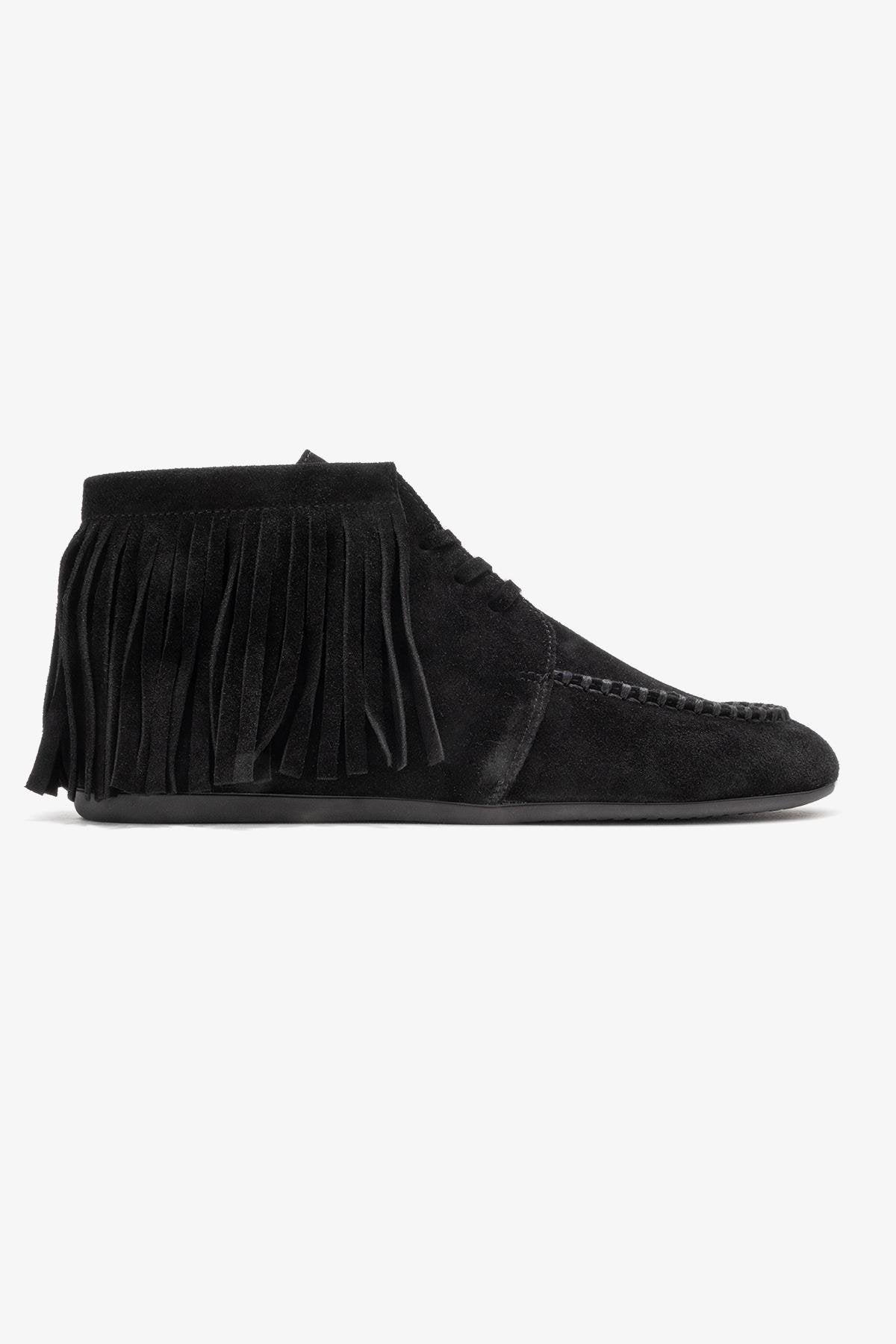 Raux - Black Suede Genuine Leather Ankle Boot – top view showing leather, suede, black, Vowalisse