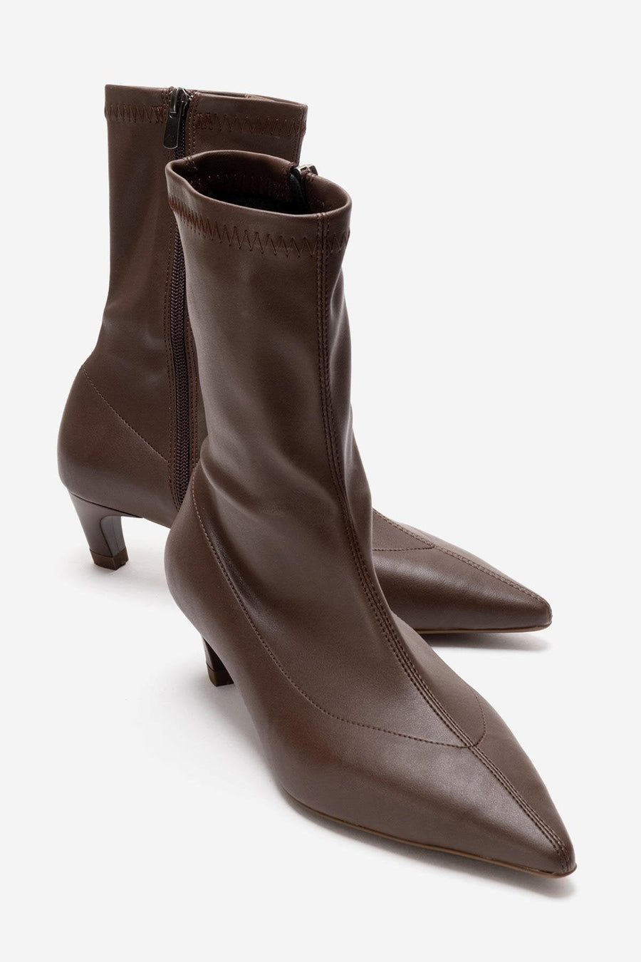 ALORA - Brown Kitten Heel Boot