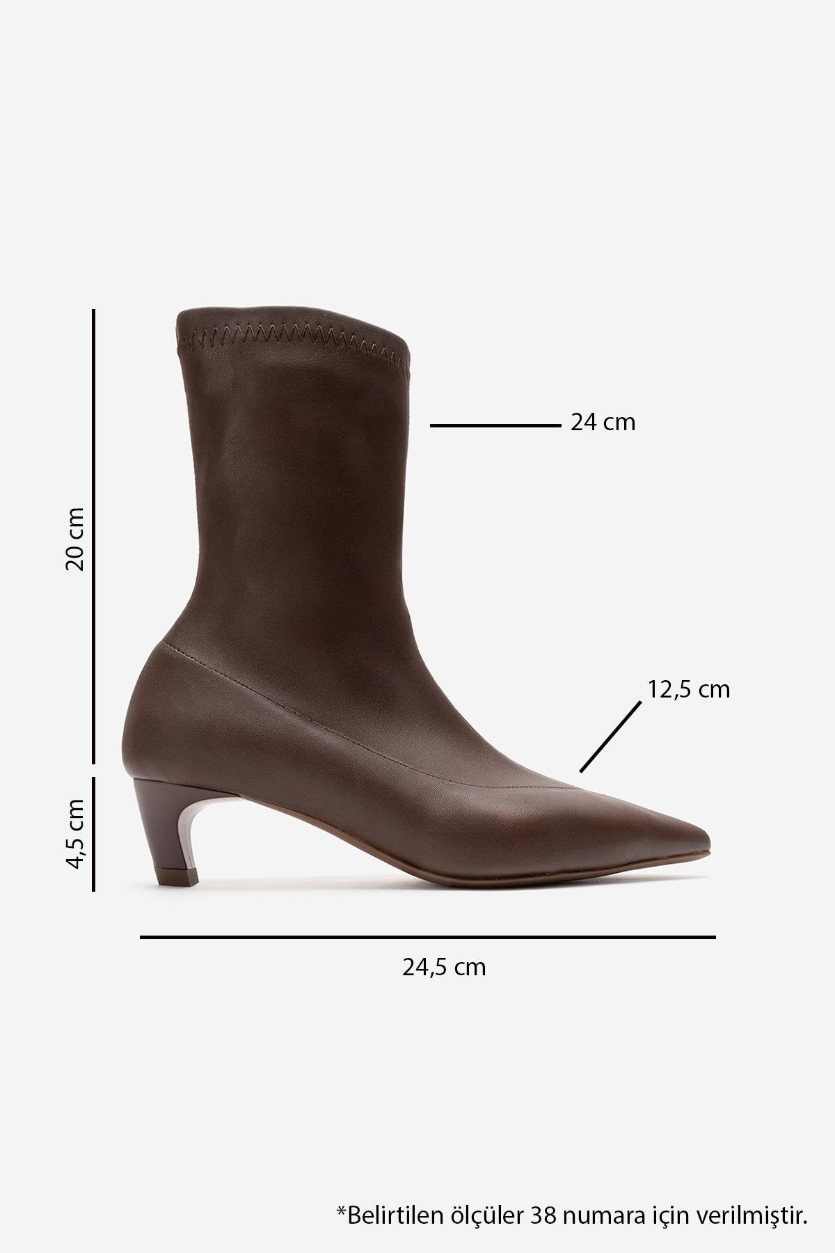 ALORA - Brown Kitten Heel Boot – top view showing leather, Vowalisse