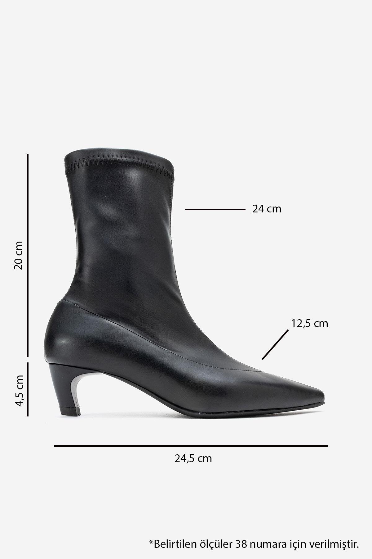ALORA - Black Kitten Heel Boot – top view showing leather, black, Vowalisse