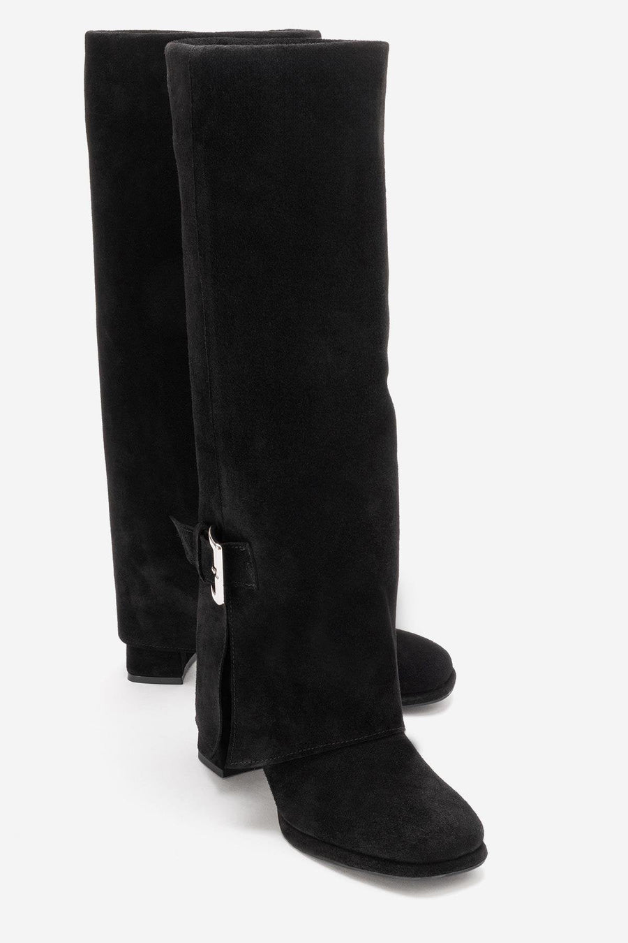 LOJO - Black Genuine Leather Block Heel Boot