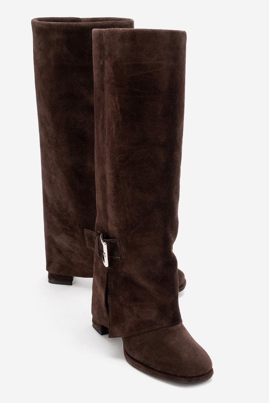 LOJO - Brown Genuine Leather Block Heel Boot