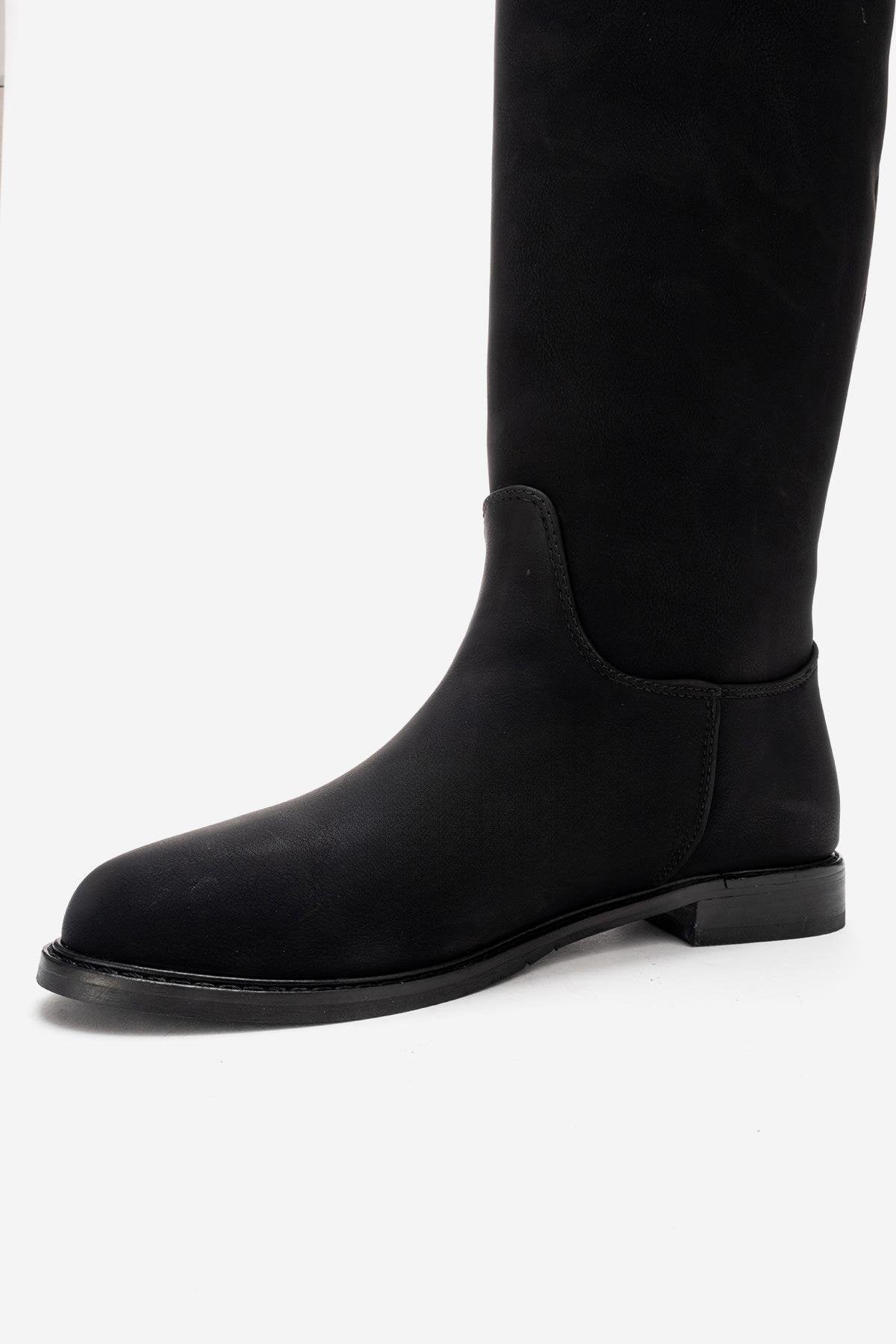 YOKO - Black Belted Riding Boot – product view 9 showing leather, black, Vowalisse