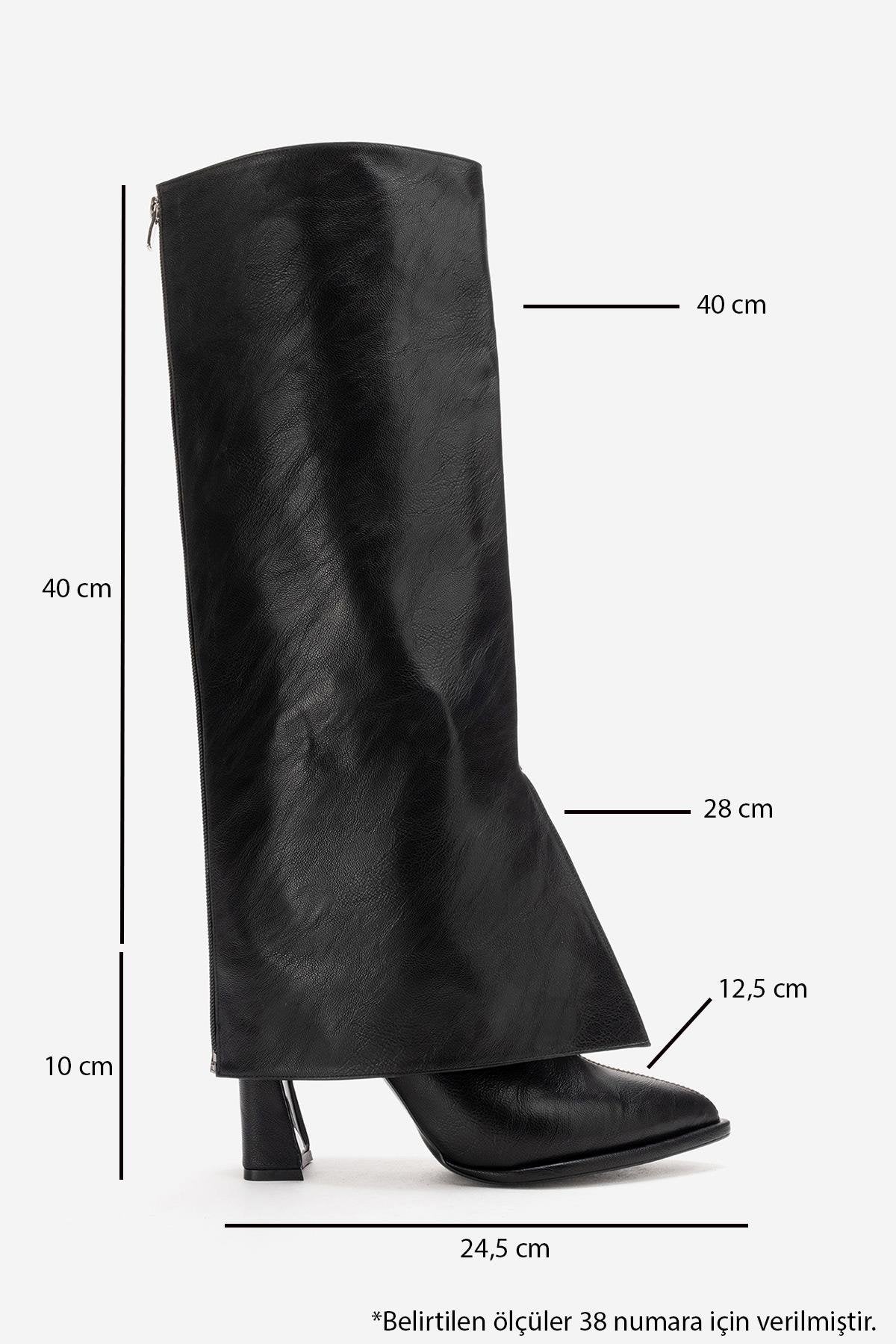 AJA - Black Block Heel Boot – detail view showing leather, black, red, Vowalisse