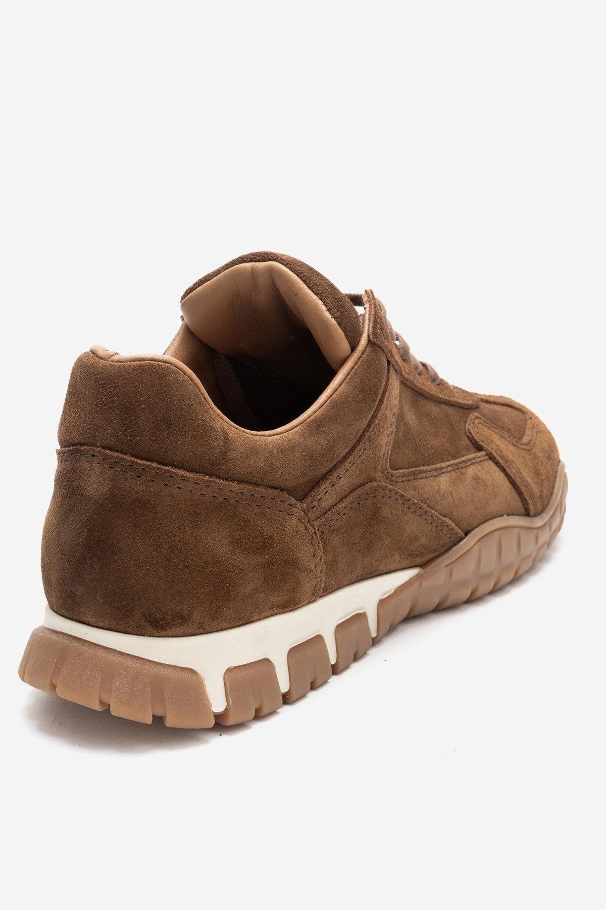 LARS - Cognac Suede Genuine Leather Sneaker – back view showing leather, suede, Vowalisse
