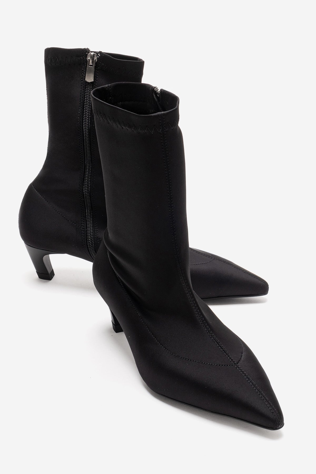 ALORA - Black Scuba Ankle Boot – front three-quarter view showing black, Vowalisse