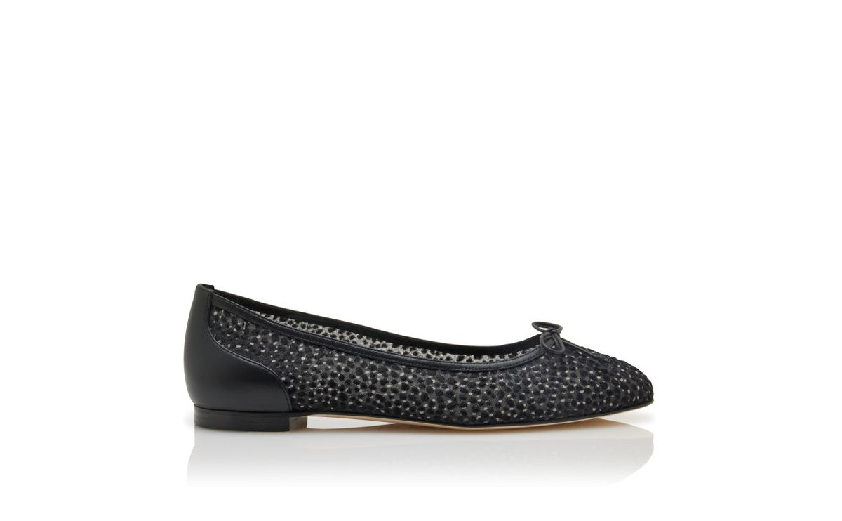 Estelle Star Black Bow Detail Pumps – side profile showing black bow detail, round toe, nappa leather, Vowalisse