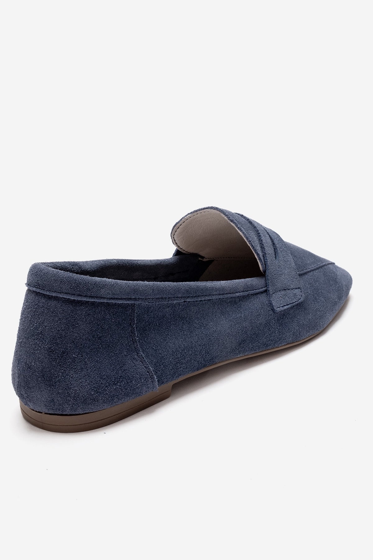 Morne - Navy Genuine Leather Loafer – back view showing leather, suede, Vowalisse