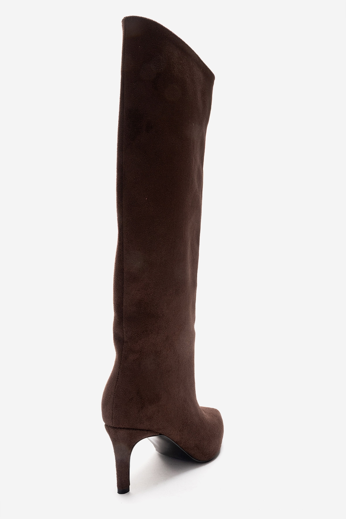 Camila - Brown Suede Stiletto Heel Boot – back view showing leather, suede, Vowalisse