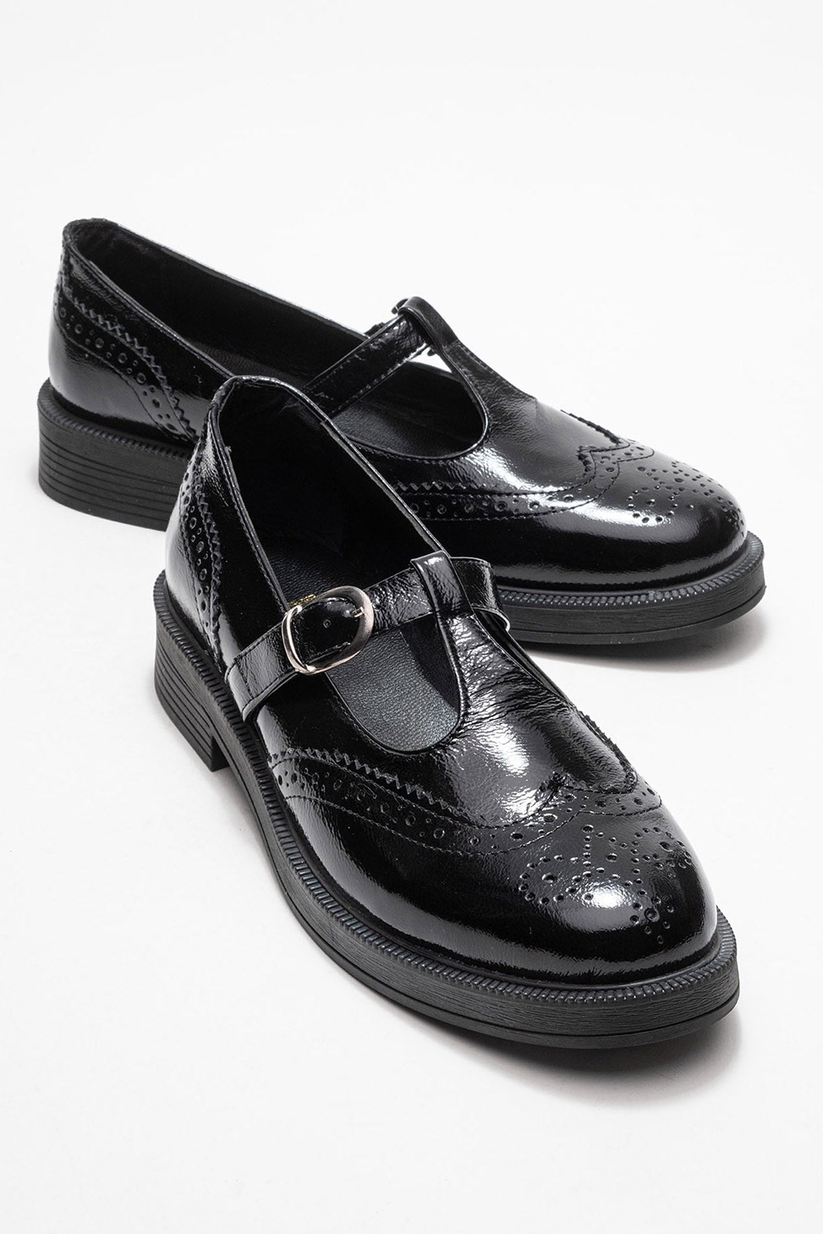 Dorian - Black Patent Genuine Leather Loafer – front three-quarter view showing leather, black, Vowalisse